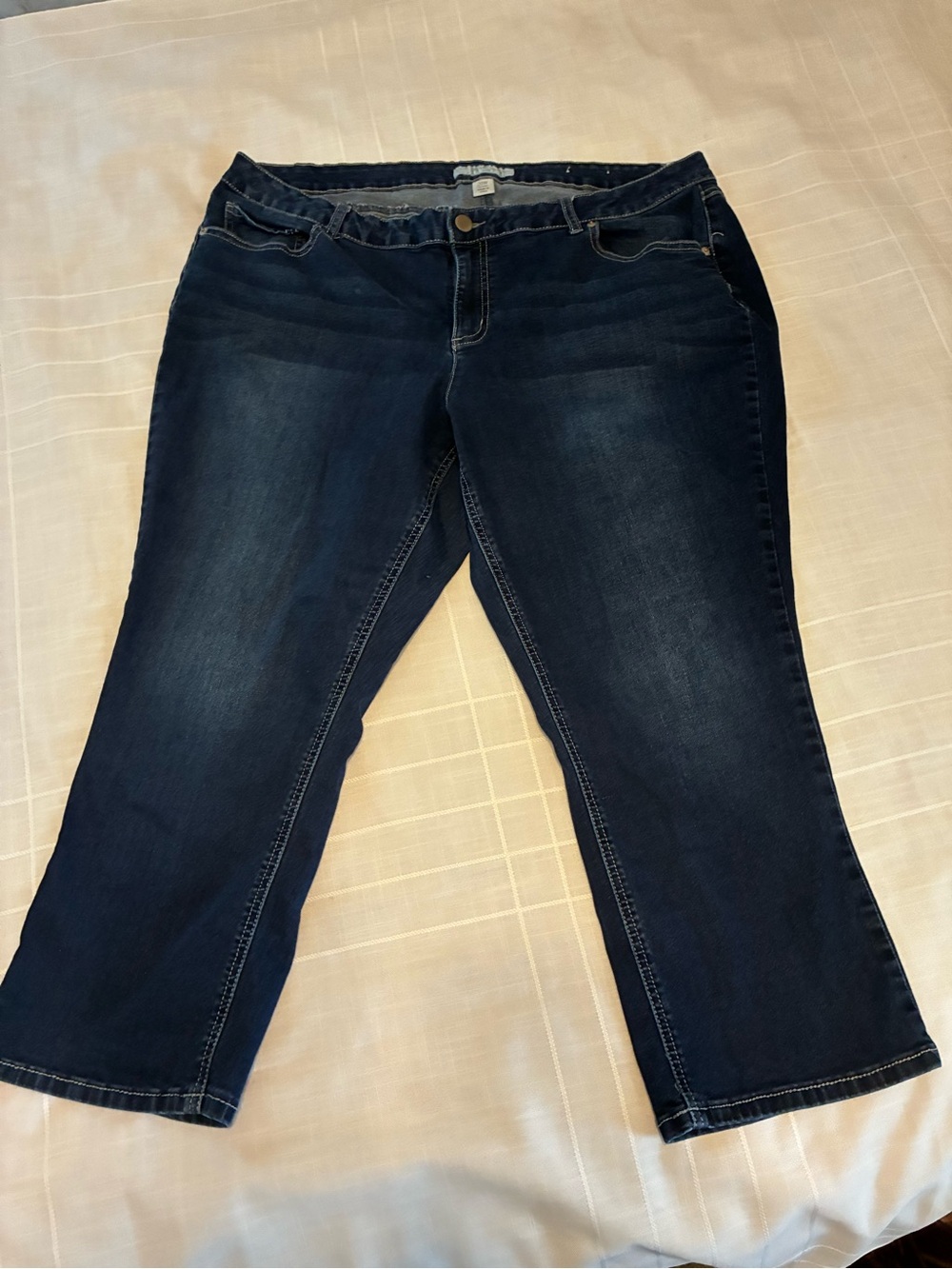 Classic Dark Blue Cropped Women's Jeans - Stretch Ankle Fit